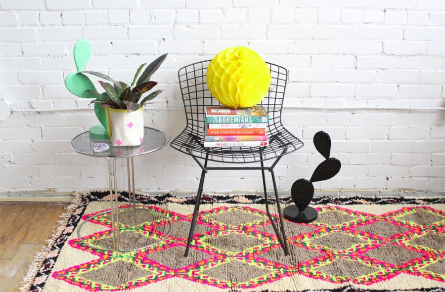 Neon argyle rug from Baba Souk