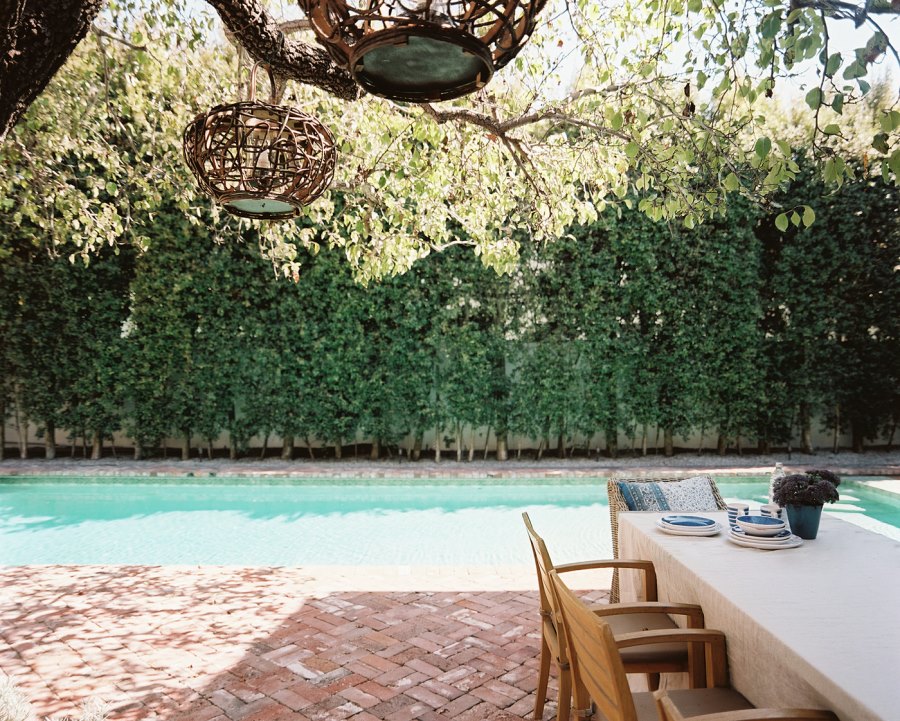 Poolside herringbone patio