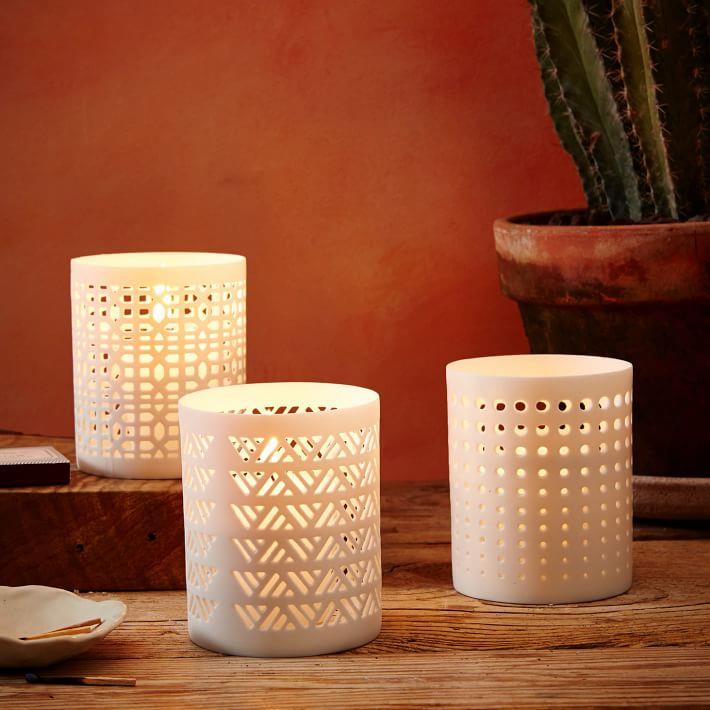 Porcelain tealights from West Elm