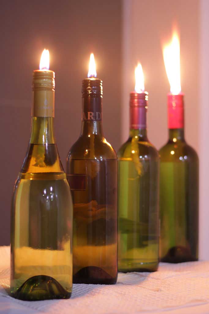 Recycled Wine Bottle DIY Lanterns