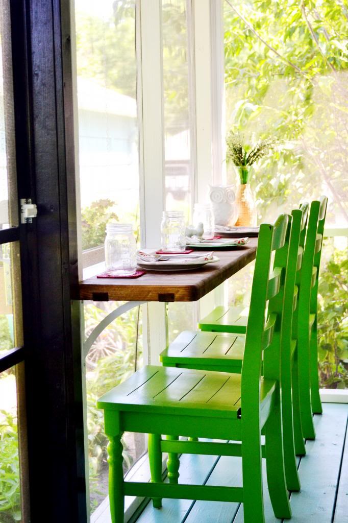 Screened-in porch with bar seating