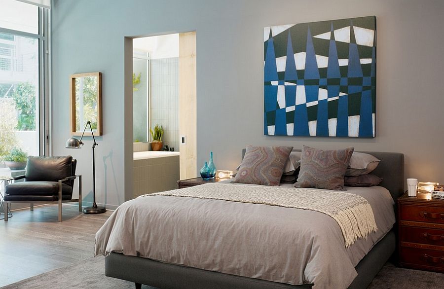 Simple way to add wall art to the modern bedroom [Design: Incorporated]