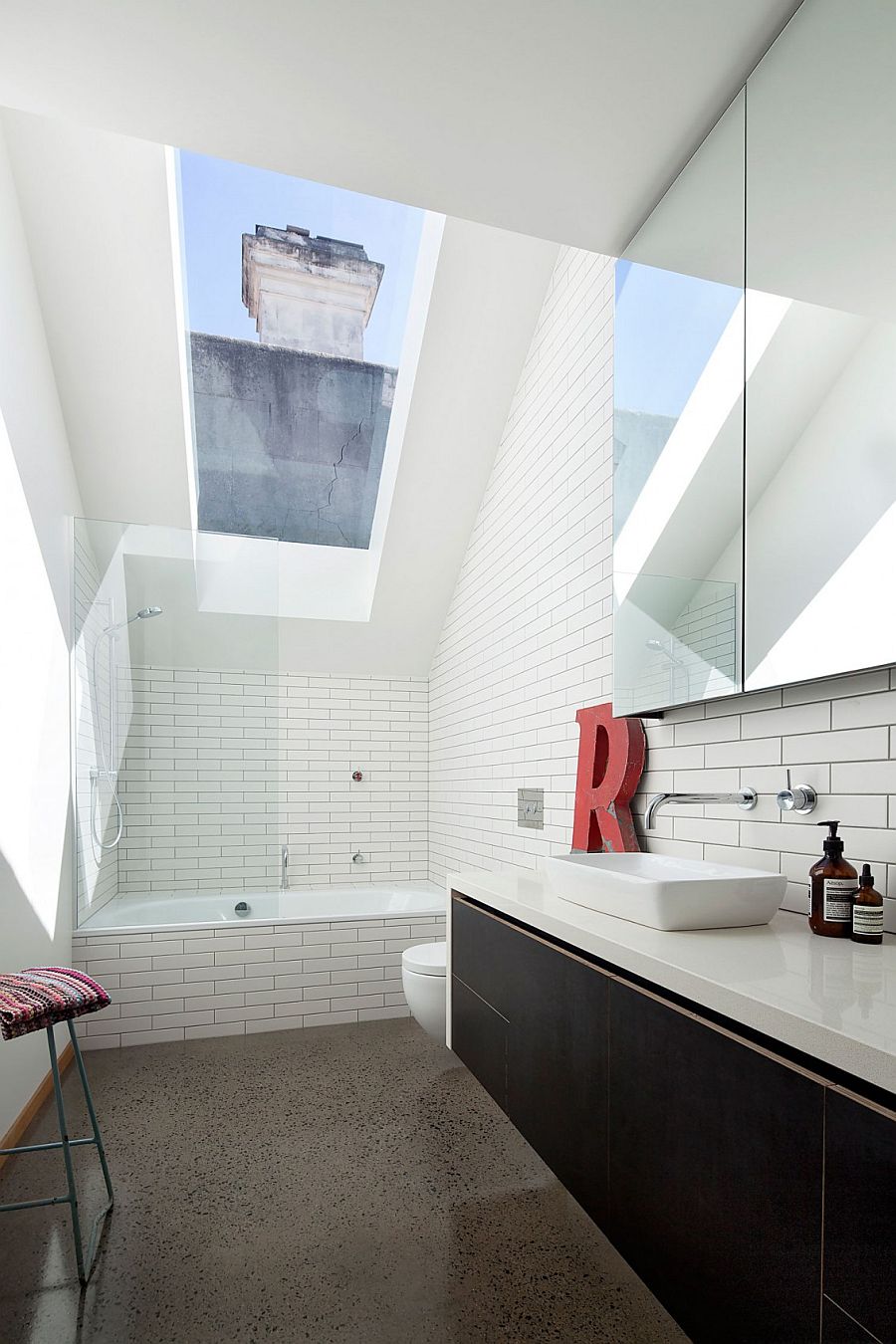 Skylight above the bathroom in white