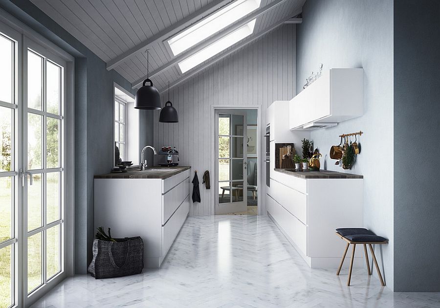 Skylights help create a fascinating kitchen [Design: Kvik Denmark]