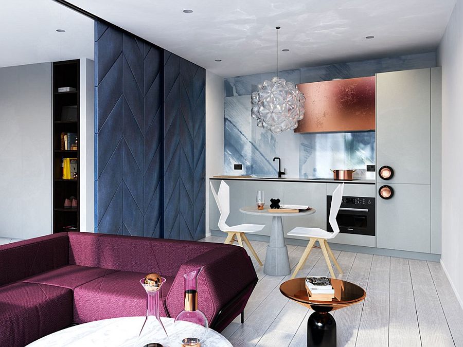 Sliding panels create a dynamic interior inside the London home