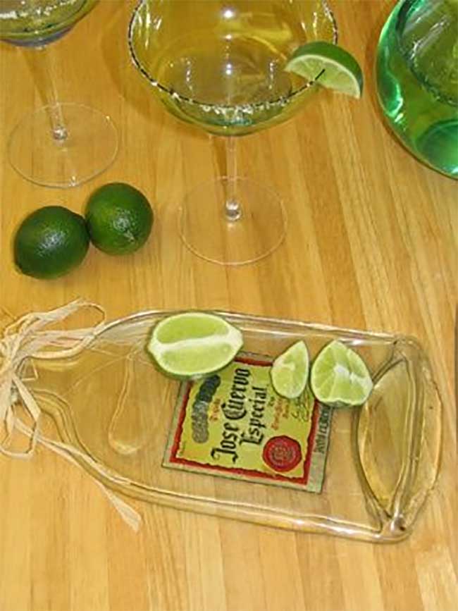 Slumped Tequila Bottle Serving Tray