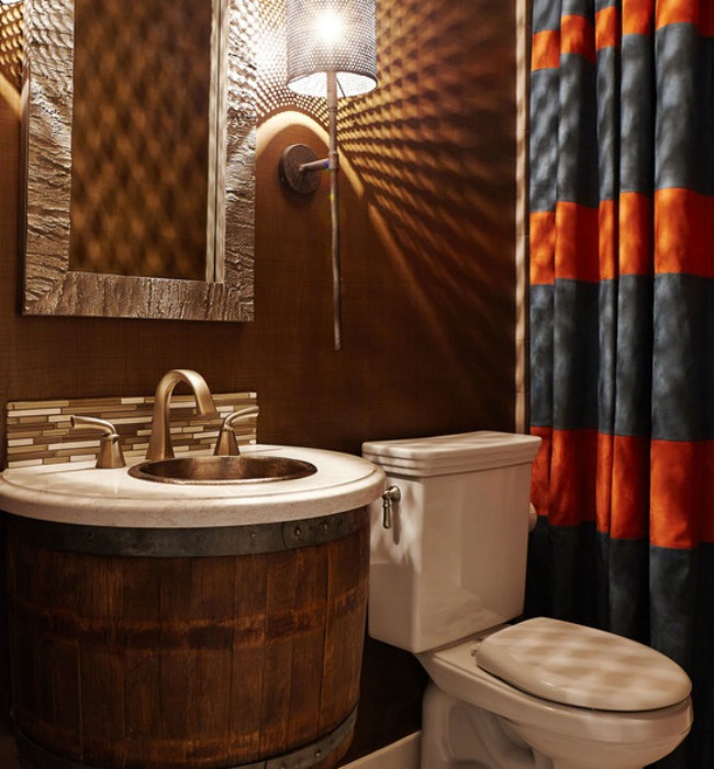Creative wine barrel bathroom vanity design