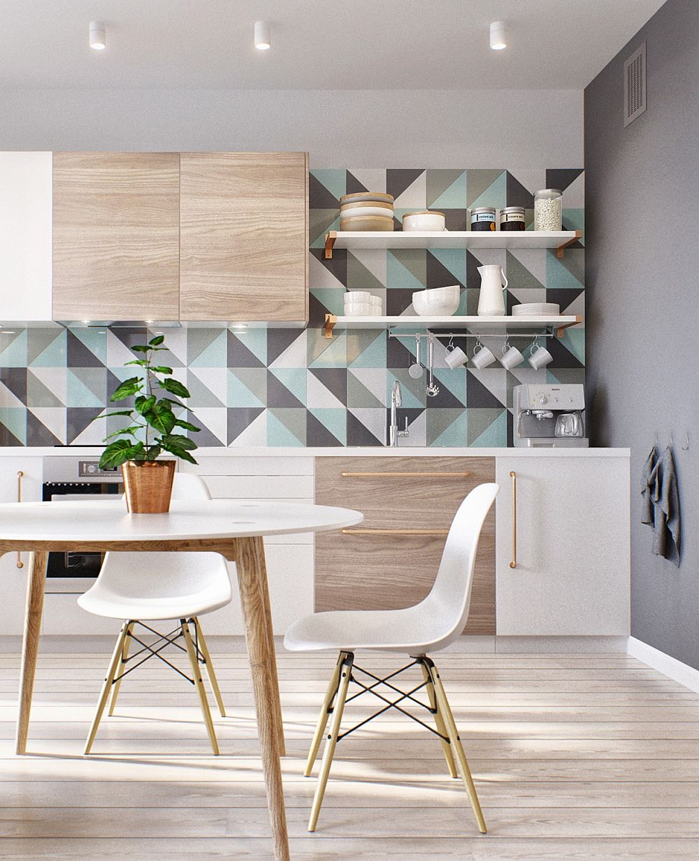 Wonderful use of geometric pattern inside the Scandinavian kitchen design [Design: int2architecture]
