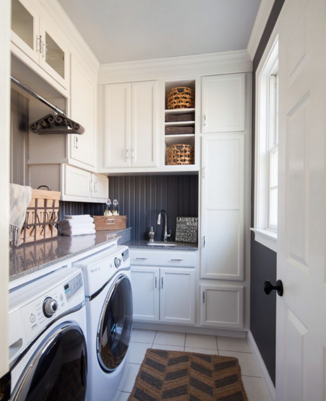 Touch of beadboard magic for the small laundry room