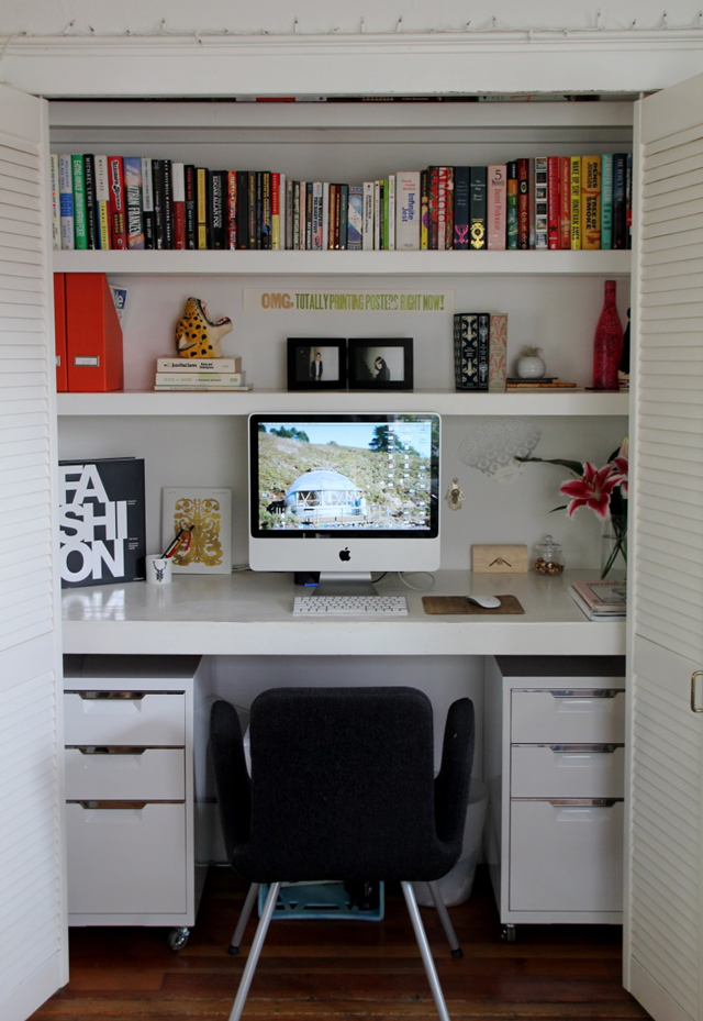 Built In Desk Next To Closet Image Of Bathroom And Closet