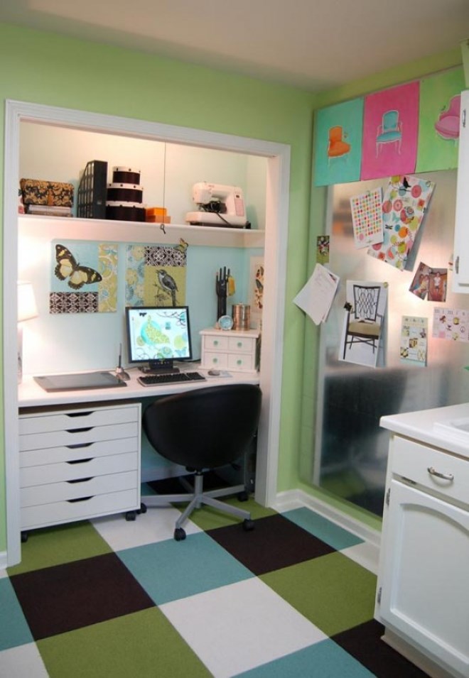 Closet office offers additional storage options