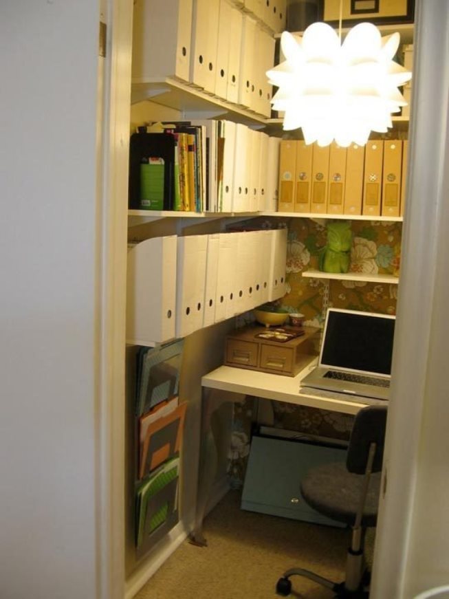 Beautiful lighting option for the small closet office