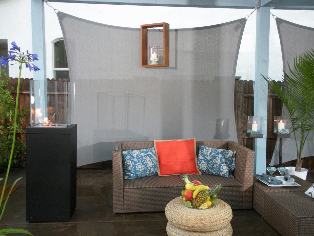 Shade sail used to create an outdoor lounge