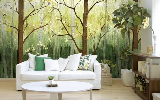 Spring forest wallpaper mural