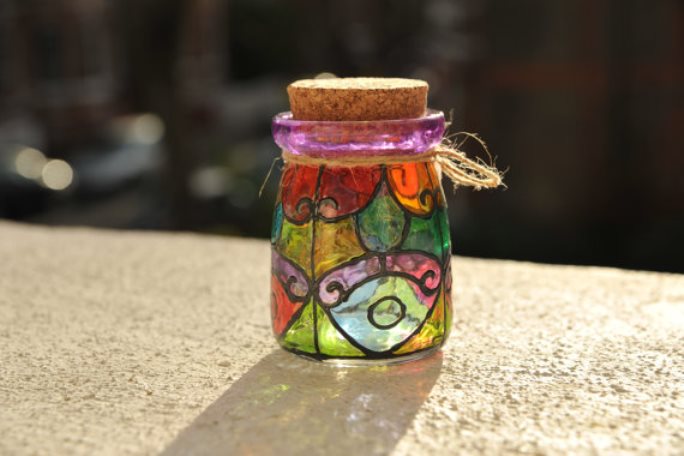 stained glass jars