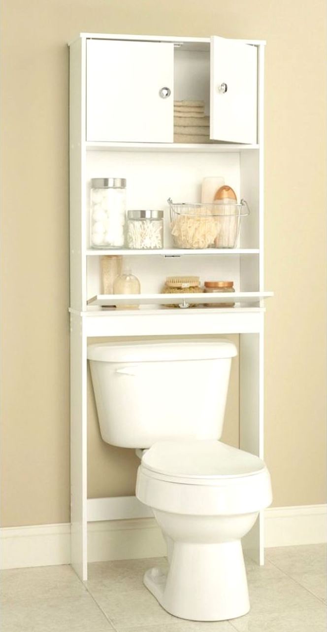 Make use of the vertical space in the small toilet