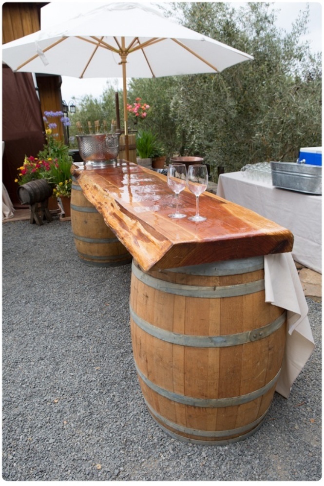 Wine barrels used to shape outdoor dining