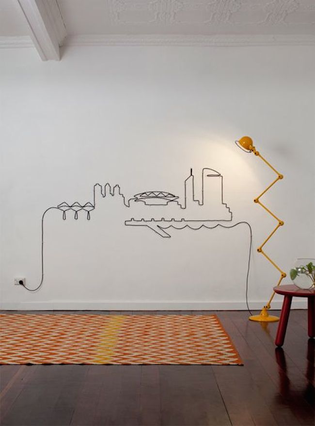 Wall Art Idea - Don't Hide Electrical Cords, Make Them A Feature