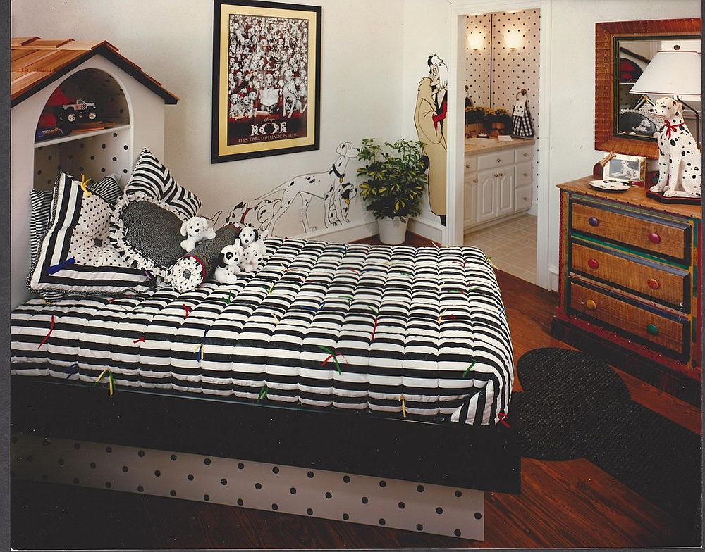 101 Dalmatians themed bedroom in black and white [Design: M K Star Designs]