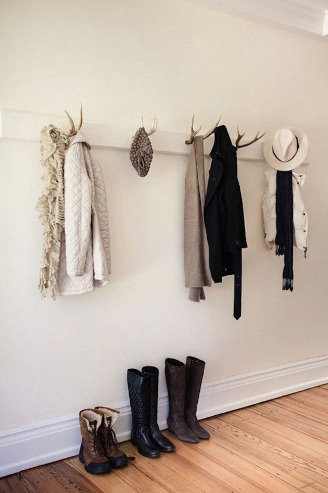 Antlers used as hooks for clothing