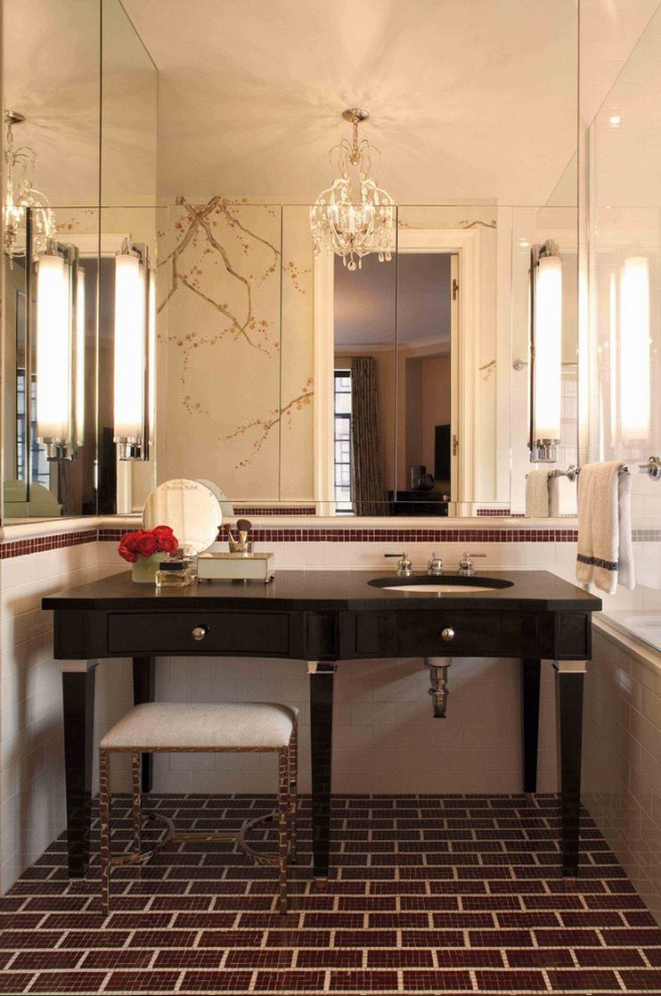 Bathroom featuring a cherry blossom mural