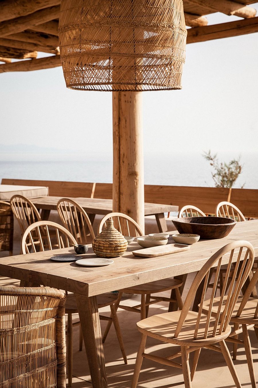 Beautiful outdoor Greek restaurant overlooking the sea