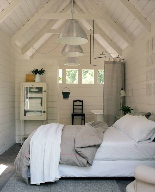 Bedroom and bathroom in an attic