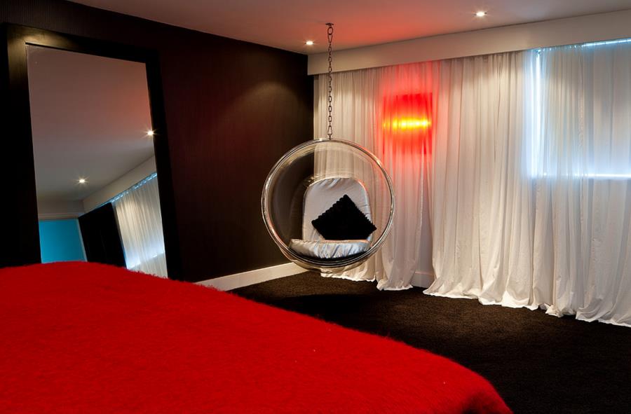 Black carpet in a decadent modern bedroom