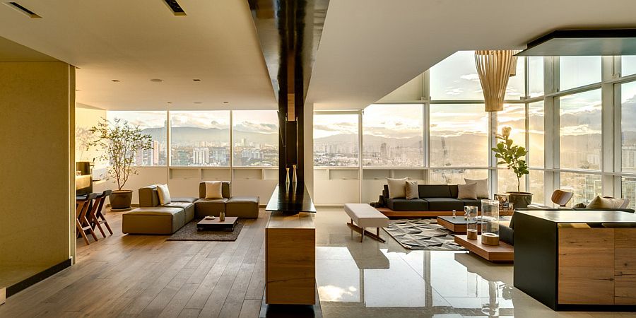 City skyline create a fabulous backdrop for the living room