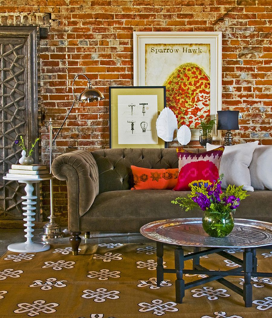 Classic Chester Sofa coupled with curated, vintage decor and smart lighting [Design: Coveted Home]