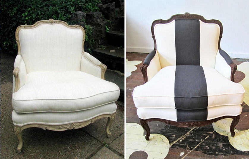 Creating a classic black and white armchair from a discarded old chair