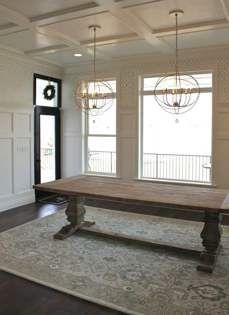 Classic trestle table in an architectural dining room