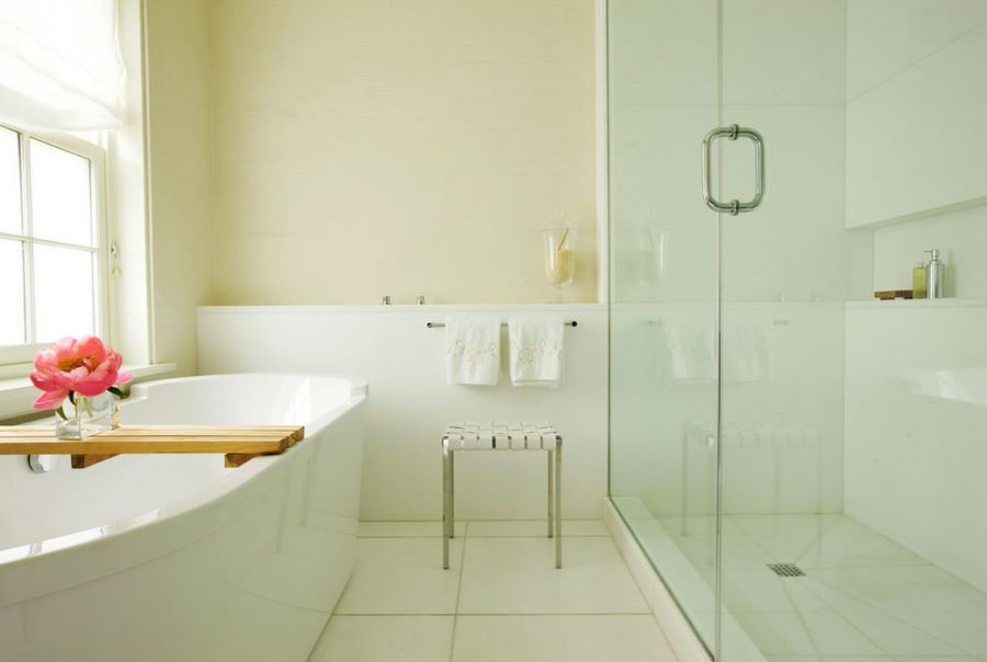 Clean, crisp white bathroom