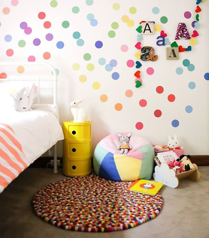 Colorul confetti-style polka dot wall decals for child's bedroom