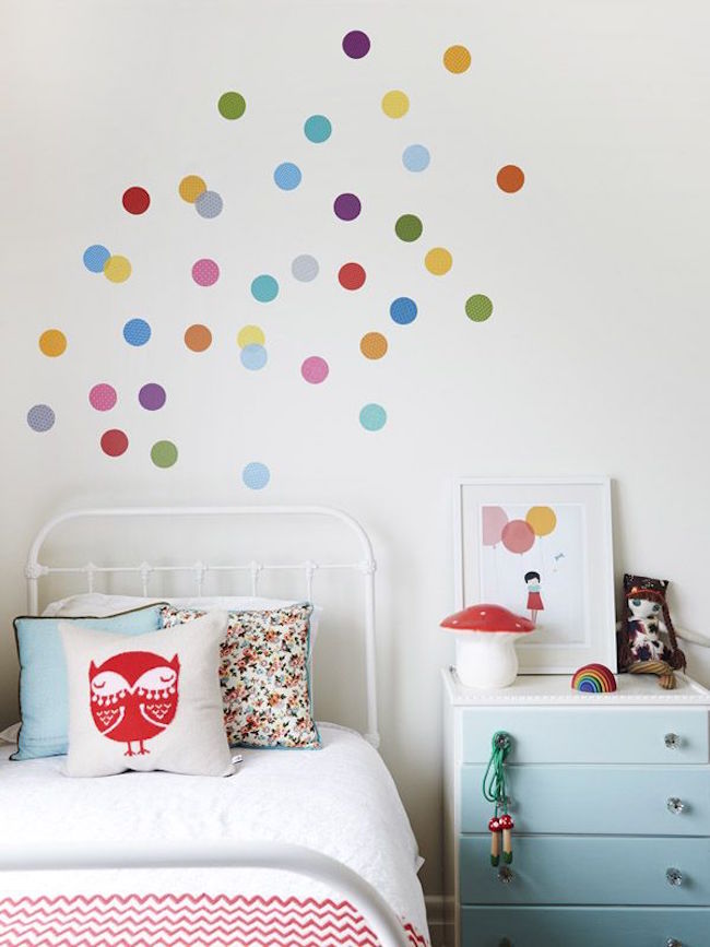 Confetti-style polka dot wall decals