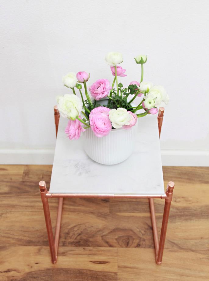 Copper pipe and marble plant stand from A Bubbly Life