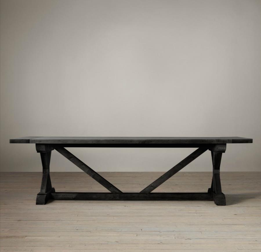 Dark wooden trestle table from Restoration Hardware