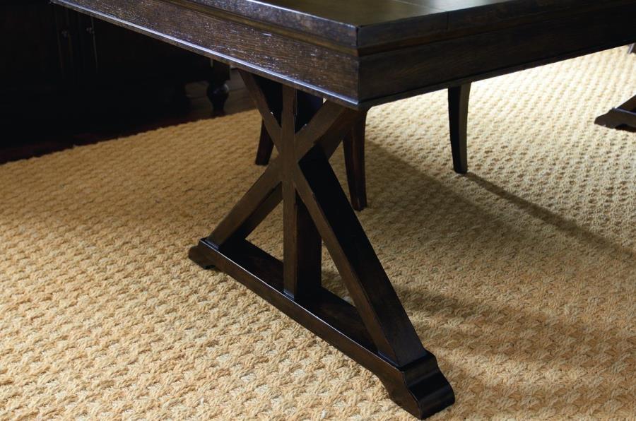 Dark wooden trestle table