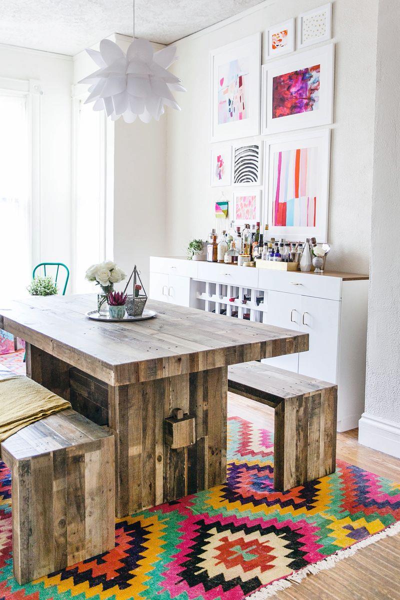 Dining room of A Beautiful Mess blogger Elsie Larson