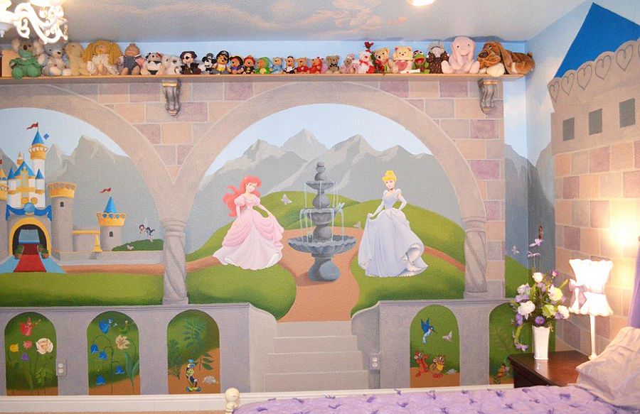 Disney wall mural for the guest room that doubles as a nursery