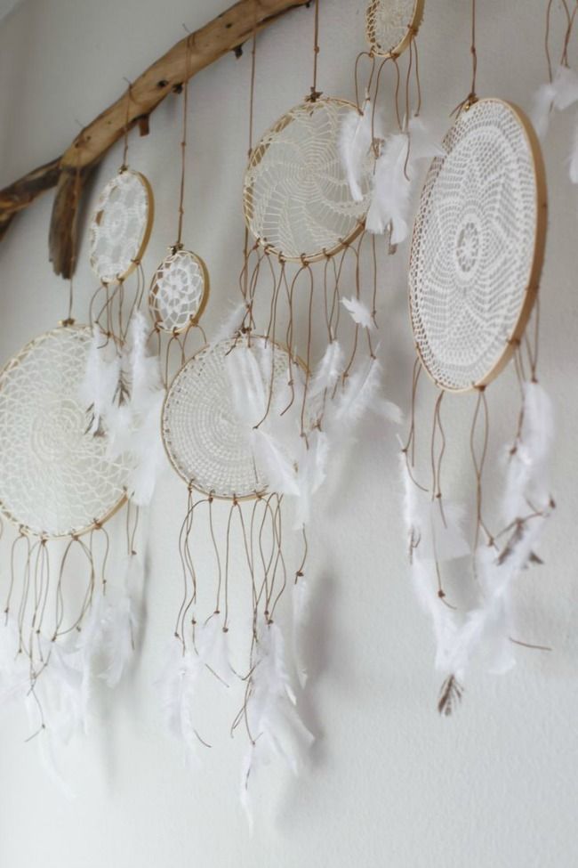 Doilies made into dreamcatchers