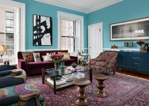 Eames Walnut Stools for the living room [Design: Kati Curtis Design]