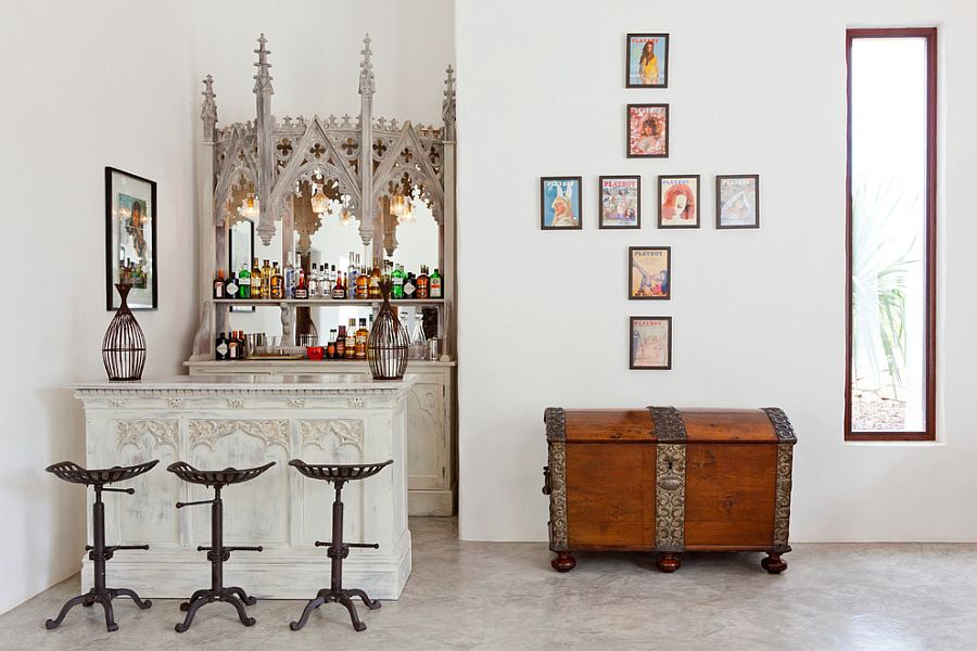 Eclectic home bar with Spanish flair [Design: Godrich Interiors]