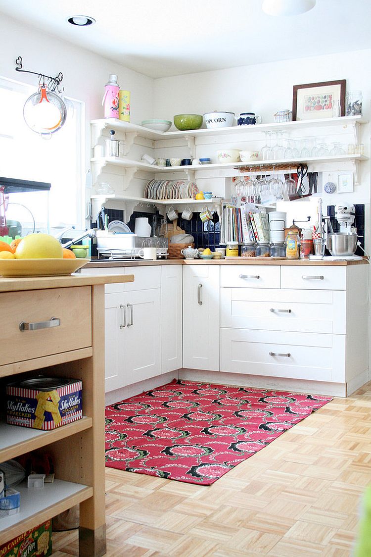 Eclectic kitchen makes clever use of the corner space