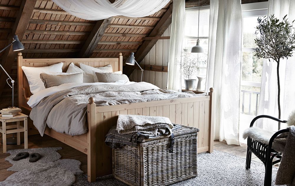 Enchanting bedroom with natural textures and hues