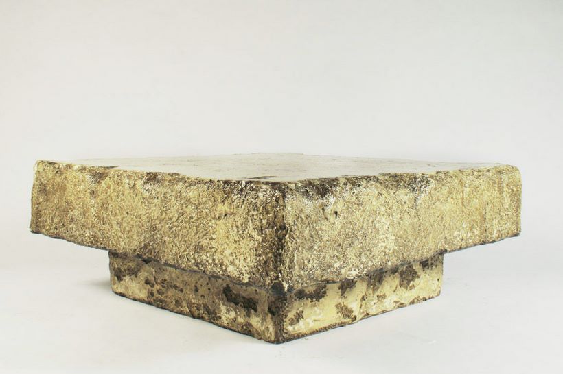 Faux chiseled stone coffee table