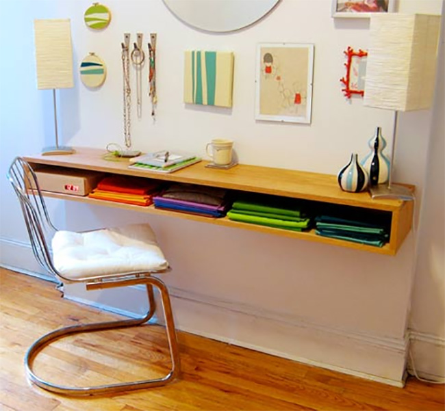 Floating Minimalist Oak Desk