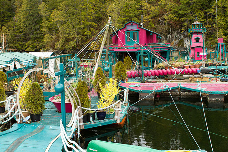 Freedom Cove Self-Sustaining Floating Oasis Pink Buildings