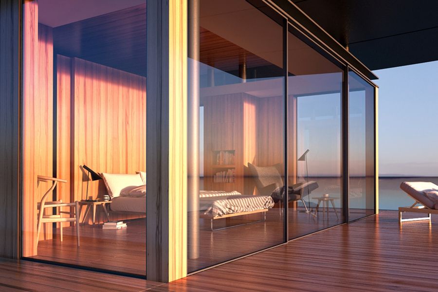 Glass-walls-of-floating-house-maximize-surrounding-views