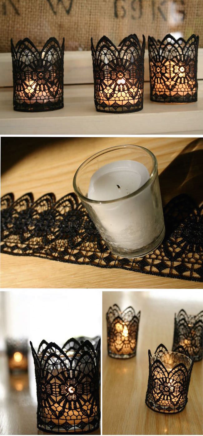 Gorgeous black lace candles